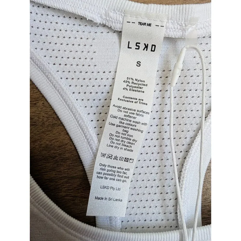 NWT LSKD AeroFLX+ Seamless Tank Top Womens Small White Stretch Moisture Wicking